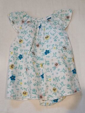 Tommy Bahama White Floral Infant Dress with Blue, Yellow, and Pink Accents